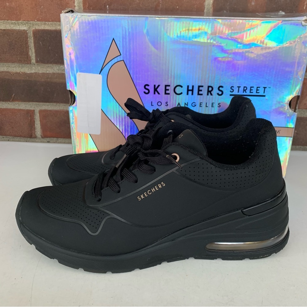 SKECHERS Million Air Elevated Air Black WEDGE SNEAKER SHOES Women’s US 11 M - Picture 5 of 9